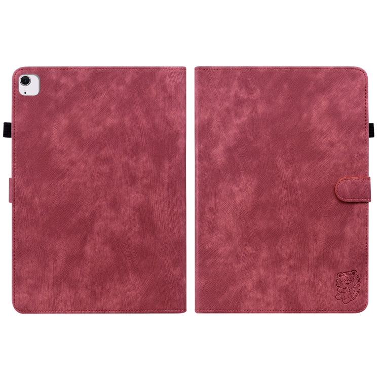 For iPad Air 13 2024 Embossed Tiger Pattern Leather Tablet Case(Red) - iPad Air 13 2024 Cases by buy2fix | Online Shopping UK | buy2fix