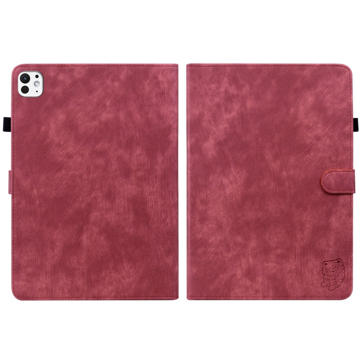 For iPad Pro 11 2024 Embossed Tiger Pattern Leather Tablet Case(Red) - iPad Pro 11 2024 Cases by buy2fix | Online Shopping UK | buy2fix