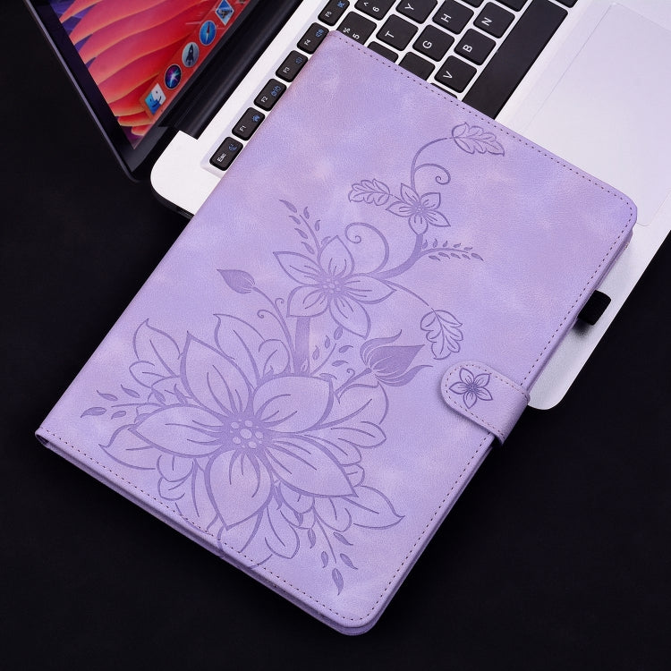 For iPad Pro 11 2024 Lily Embossed Leather Smart Tablet Case(Purple) - iPad Pro 11 2024 Cases by buy2fix | Online Shopping UK | buy2fix