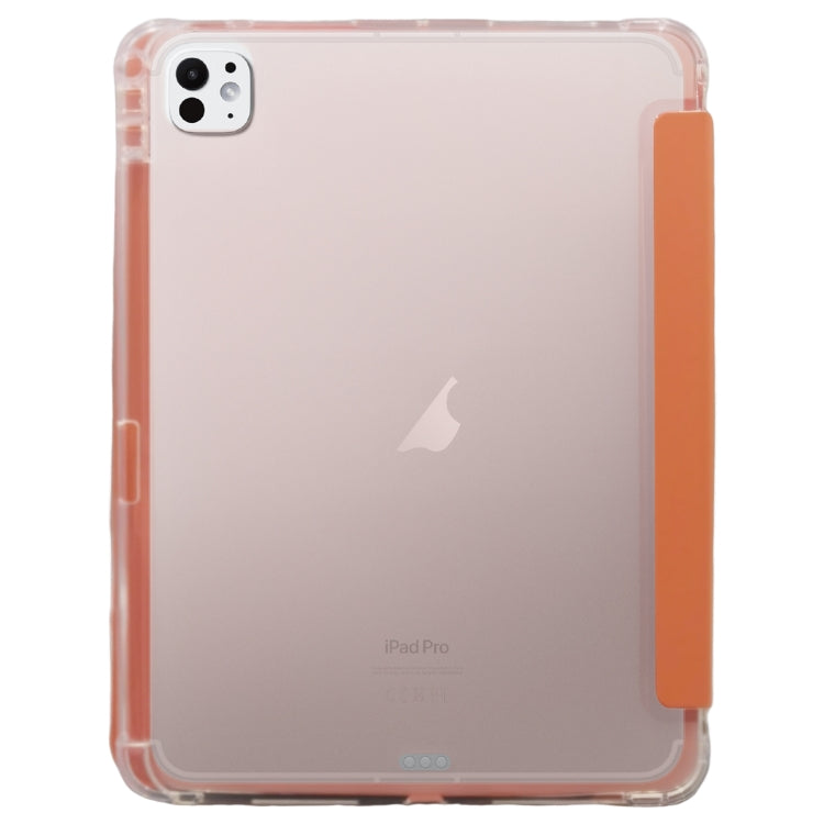 For iPad Pro 11 2024 3-folding Electric Pressed Skin Texture Leather Tablet Case(Orange) - iPad Pro 11 2024 Cases by buy2fix | Online Shopping UK | buy2fix