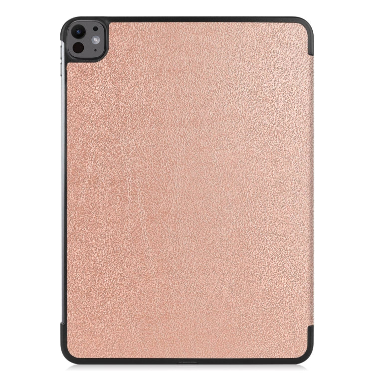 For iPad Pro 13 2024 Custer Pure Color 3-Fold Holder Smart Leather Tablet Case(Rose Gold) - iPad Pro 13 2024 Cases by buy2fix | Online Shopping UK | buy2fix