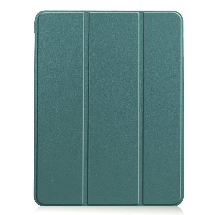 For iPad Air 11 2024 Custer TPU Pure Color 3-Fold Holder Smart Leather Tablet Case(Dark Green) - iPad Air 11 2024 Cases by buy2fix | Online Shopping UK | buy2fix