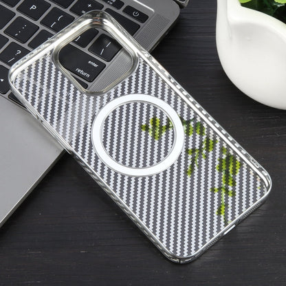 For iPhone 12 6D Plated Carbon Fiber Clear Magsafe PC Phone Case(Starlight Silver) - iPhone 12 / 12 Pro Cases by buy2fix | Online Shopping UK | buy2fix