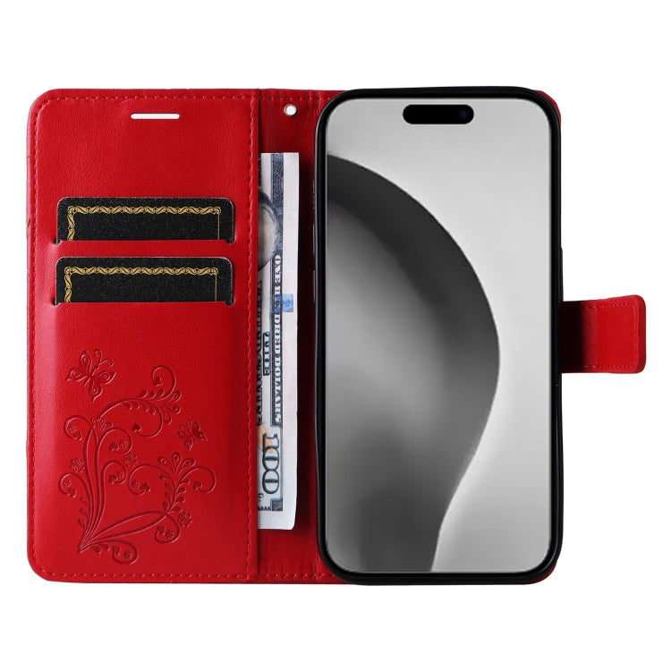 For iPhone 16 Pro Max 3D Butterfly Embossed Pattern Flip Leather Phone Case(Red) - iPhone 16 Pro Cases by buy2fix | Online Shopping UK | buy2fix