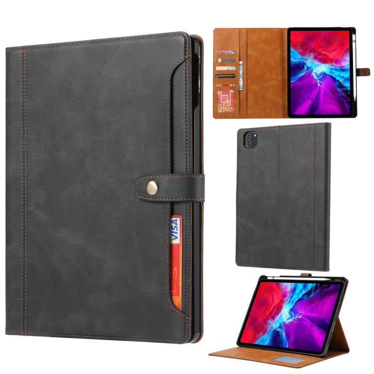 For iPad Pro 11 2024 Calf Texture Double Fold Clasp Horizontal Flip Leather Smart Tablet Case(Black) - iPad Pro 11 2024 Cases by buy2fix | Online Shopping UK | buy2fix