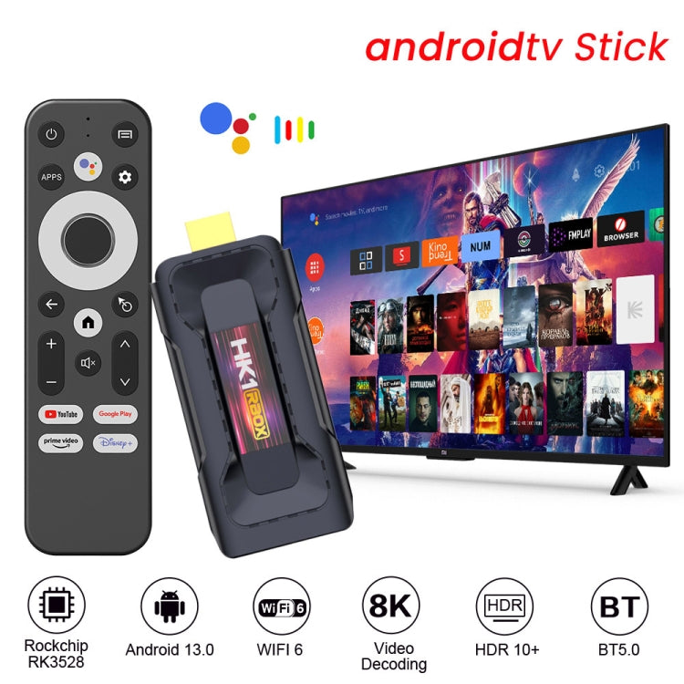 HK1 RBOX D8 RK3528 Android 13.0 Quad Core 8K HD Wifi6 Bluetooth TV Stick, RAM:4GB+32GB(AU Plug) - Android TV Sticks by buy2fix | Online Shopping UK | buy2fix