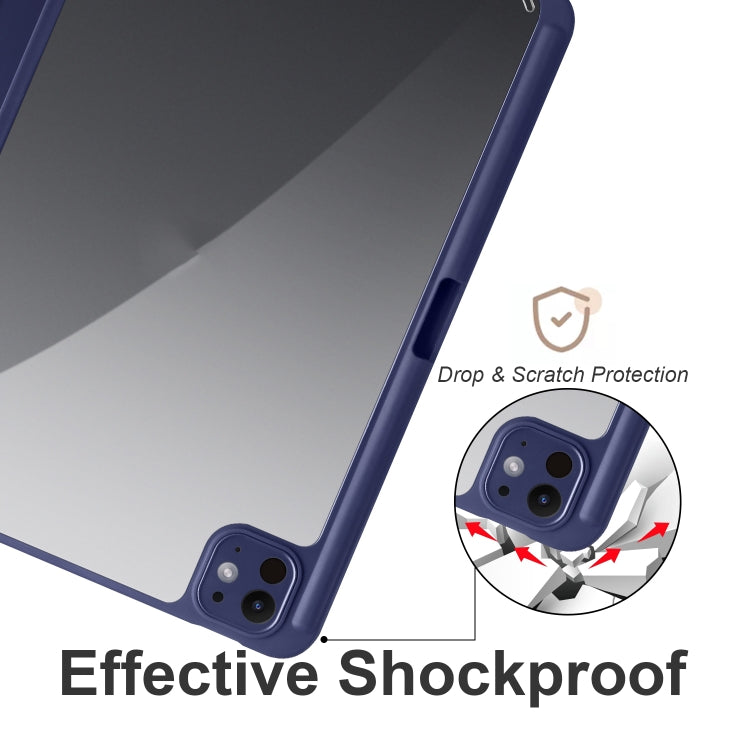 For iPad Pro 13 2024 Acrylic 3-folding Smart Leather Tablet Case(Dark Blue) - iPad Pro 13 2024 Cases by buy2fix | Online Shopping UK | buy2fix