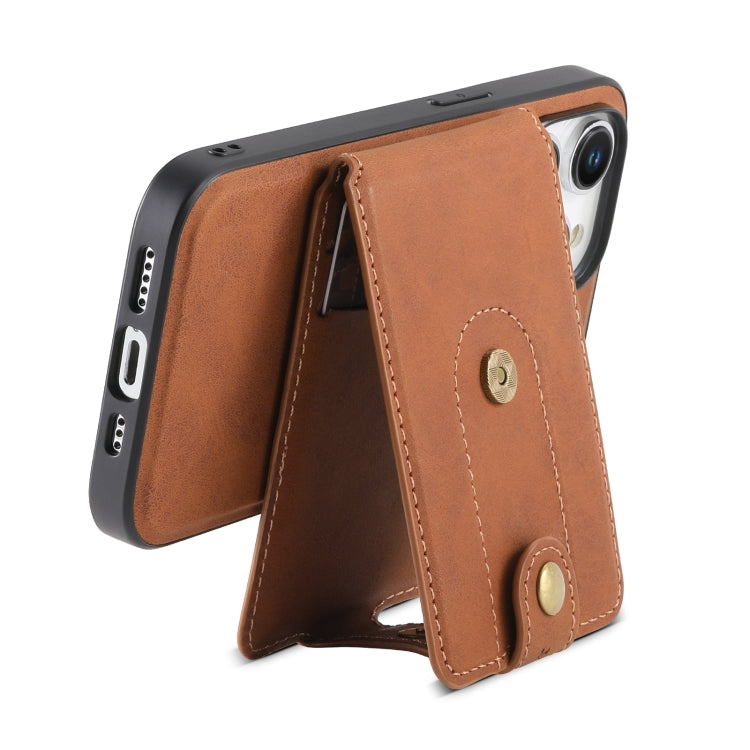 For iPhone 14 Plus Denior D14 NK Retro Pattern MagSafe Magnetic Card Holder Leather Phone Case(Brown) - iPhone 14 Plus Cases by Denior | Online Shopping UK | buy2fix