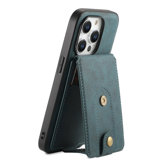 For iPhone 12 Pro Max Denior D14 NK Retro Pattern MagSafe Magnetic Card Holder Leather Phone Case(Blue) - iPhone 12 Pro Max Cases by Denior | Online Shopping UK | buy2fix