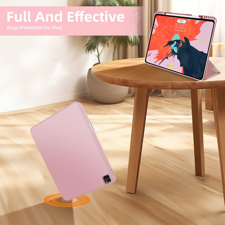 For iPad Pro 11 2024 3-fold TPU Smart Leather Tablet Case with Pen Slot(Pink) - iPad Pro 11 2024 Cases by buy2fix | Online Shopping UK | buy2fix