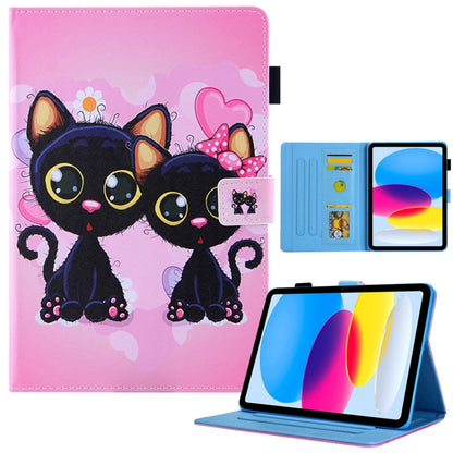 For iPad Pro 11 2024 Colored Drawing Leather Smart Tablet Case(Two Black Cats) - iPad Pro 11 2024 Cases by buy2fix | Online Shopping UK | buy2fix