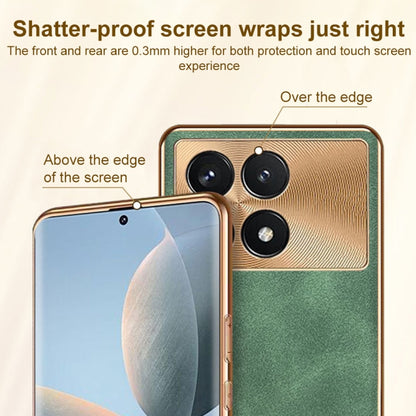 For Xiaomi Redmi K70 Pro Electroplating Lambskin Leather Phone Case(Green) - K70 Pro Cases by buy2fix | Online Shopping UK | buy2fix