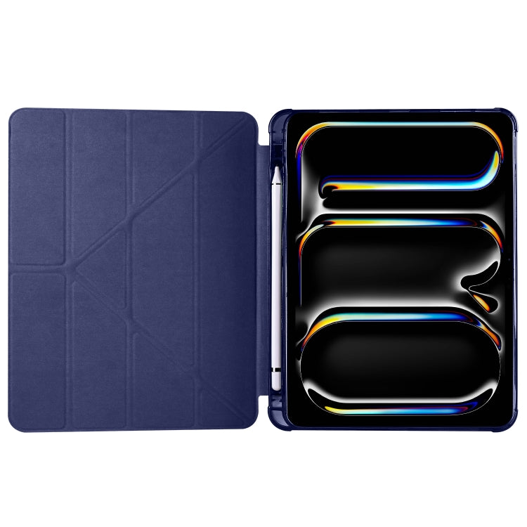 For iPad Pro 13 2024 Multi-folding TPU Leather Smart Tablet Case with Pen Slot(Dark Blue) - iPad Pro 13 2024 Cases by buy2fix | Online Shopping UK | buy2fix