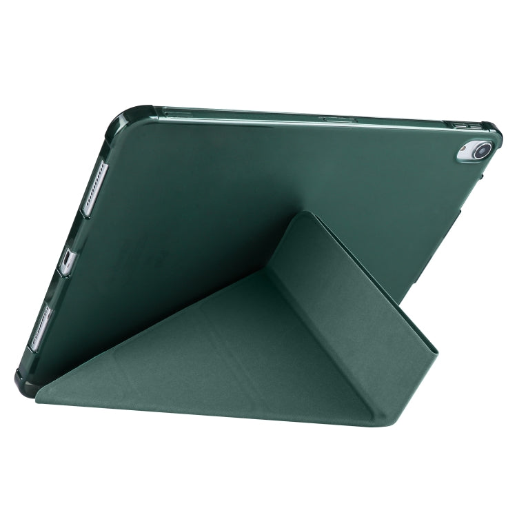 For iPad Air 11 2024 Multi-folding TPU Leather Smart Tablet Case with Pen Slot(Pine Green) - iPad Air 11 2024 Cases by buy2fix | Online Shopping UK | buy2fix