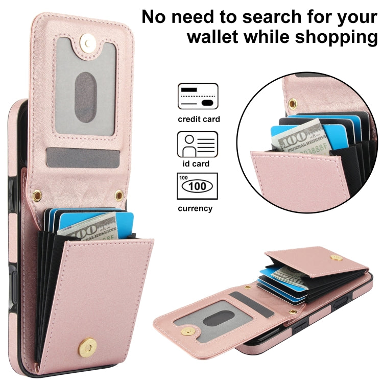 For iPhone 16 Pro YM015 Crossbody Rhombic Card Bag RFID Phone Case(Rose Gold) - iPhone 16 Pro Cases by buy2fix | Online Shopping UK | buy2fix