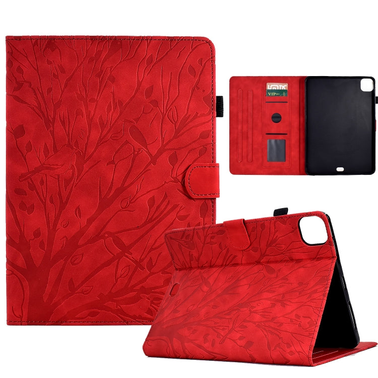 For iPad Pro 11 2024 Fortune Tree Embossed Leather Smart Tablet Case(Red) - iPad Pro 11 2024 Cases by buy2fix | Online Shopping UK | buy2fix