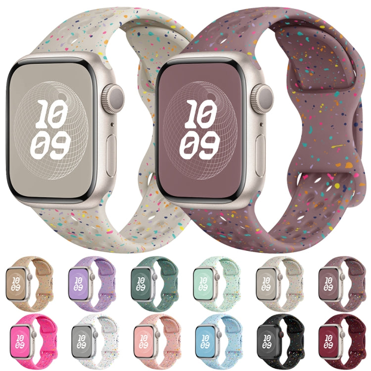 For Apple Watch Ultra 49mm Hole Style Butterfly Buckle Camouflage Silicone Watch Band(Light Purple) - Watch Bands by buy2fix | Online Shopping UK | buy2fix