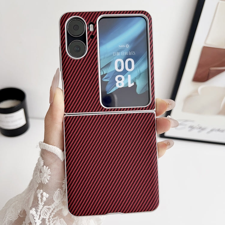 For OPPO Find N2 Flip Kevlar Carbon Fiber Ultra-thin Shockproof Phone Case(Red) - Find N2 Flip Cases by buy2fix | Online Shopping UK | buy2fix