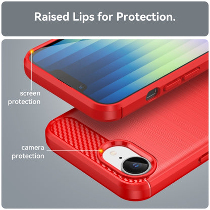 For iPhone SE 2024 Brushed Texture Carbon Fiber TPU Phone Case(Red) - More iPhone Cases by buy2fix | Online Shopping UK | buy2fix