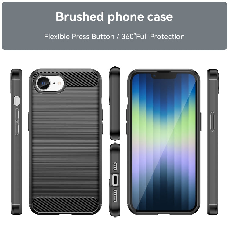 For iPhone SE 2024 Brushed Texture Carbon Fiber TPU Phone Case(Black) - More iPhone Cases by buy2fix | Online Shopping UK | buy2fix