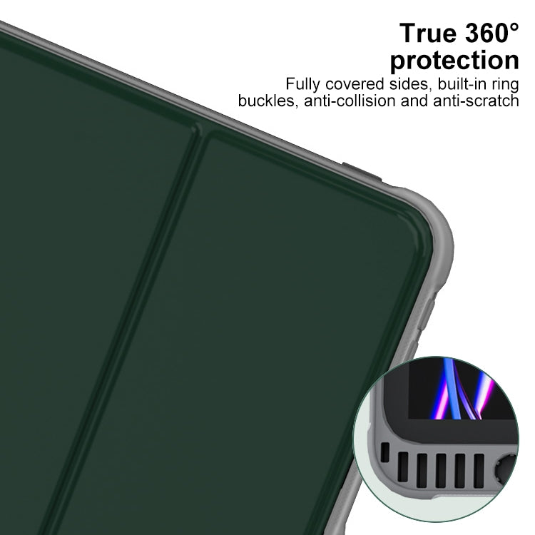 For iPad Air 13 2025 / 2024 Mutural PC Hybrid TPU Leather Smart Tablet Case(Dark Green) - iPad Air 13 2025 / 2024 Cases by Mutural | Online Shopping UK | buy2fix