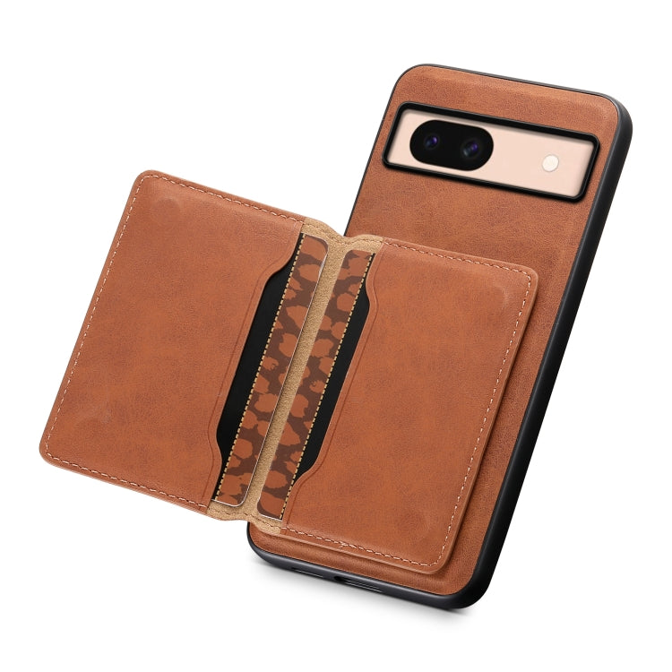 For Google Pixel 8a Denior D13 Retro Texture Leather MagSafe Card Bag Phone Case(Brown) - Google Cases by Denior | Online Shopping UK | buy2fix