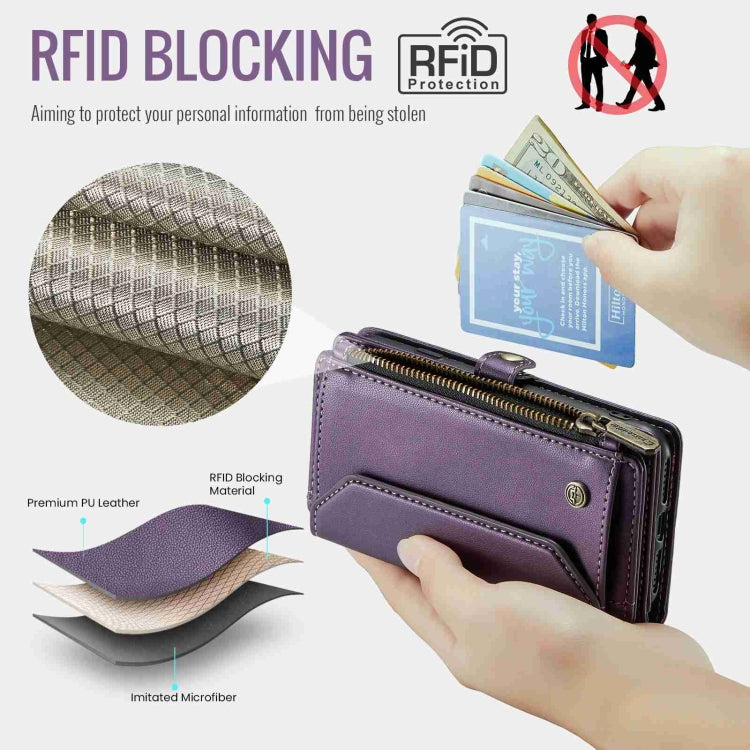 For iPhone 11 Pro Max CaseMe C36 Card Slots Zipper Wallet RFID Anti-theft Leather Phone Case(Purple) - iPhone 11 Pro Max Cases by CaseMe | Online Shopping UK | buy2fix