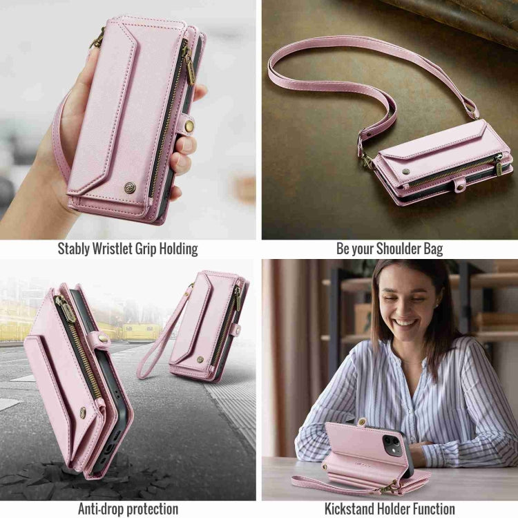 For iPhone 12 mini CaseMe C36 Card Slots Zipper Wallet RFID Anti-theft Leather Phone Case(Pink) - iPhone 12 mini Cases by CaseMe | Online Shopping UK | buy2fix