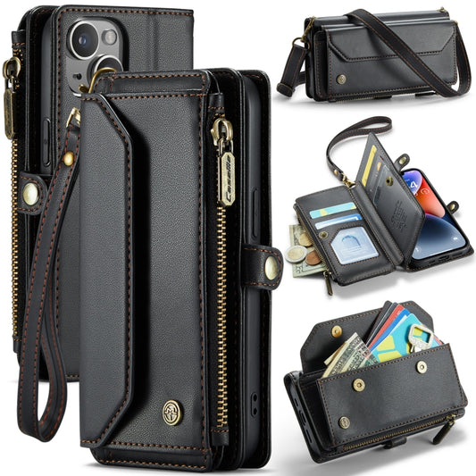 For iPhone 14 CaseMe C36 Card Slots Zipper Wallet RFID Anti-theft Leather Phone Case(Black) - iPhone 14 Cases by CaseMe | Online Shopping UK | buy2fix