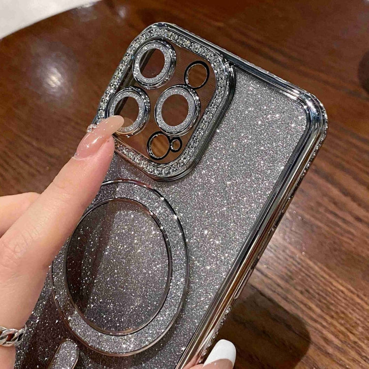 For iPhone 11 Diamond Gradient Glitter Plated MagSafe Phone Case(Black) - iPhone 11 Cases by buy2fix | Online Shopping UK | buy2fix