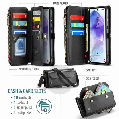 For Samsung Galaxy A55 5G CaseMe C36 Card Slots Zipper Wallet RFID Anti-theft Leather Phone Case(Black) - Galaxy Phone Cases by CaseMe | Online Shopping UK | buy2fix