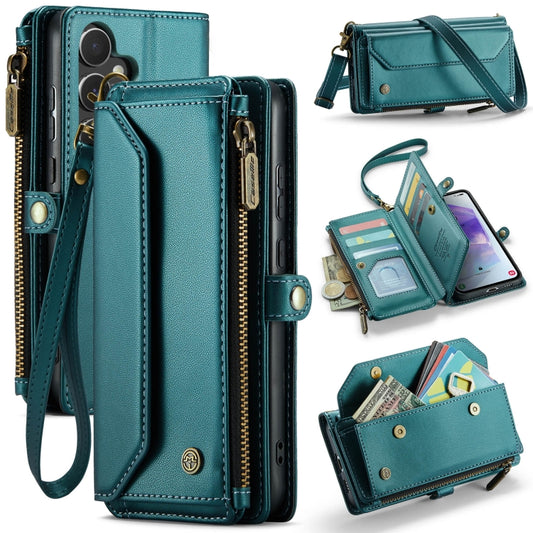 For Samsung Galaxy A55 5G CaseMe C36 Card Slots Zipper Wallet RFID Anti-theft Leather Phone Case(Blue-green) - Galaxy Phone Cases by CaseMe | Online Shopping UK | buy2fix