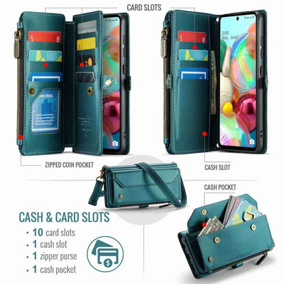 For Samsung Galaxy A71 4G CaseMe C36 Card Slots Zipper Wallet RFID Anti-theft Leather Phone Case(Blue-green) - Galaxy Phone Cases by CaseMe | Online Shopping UK | buy2fix