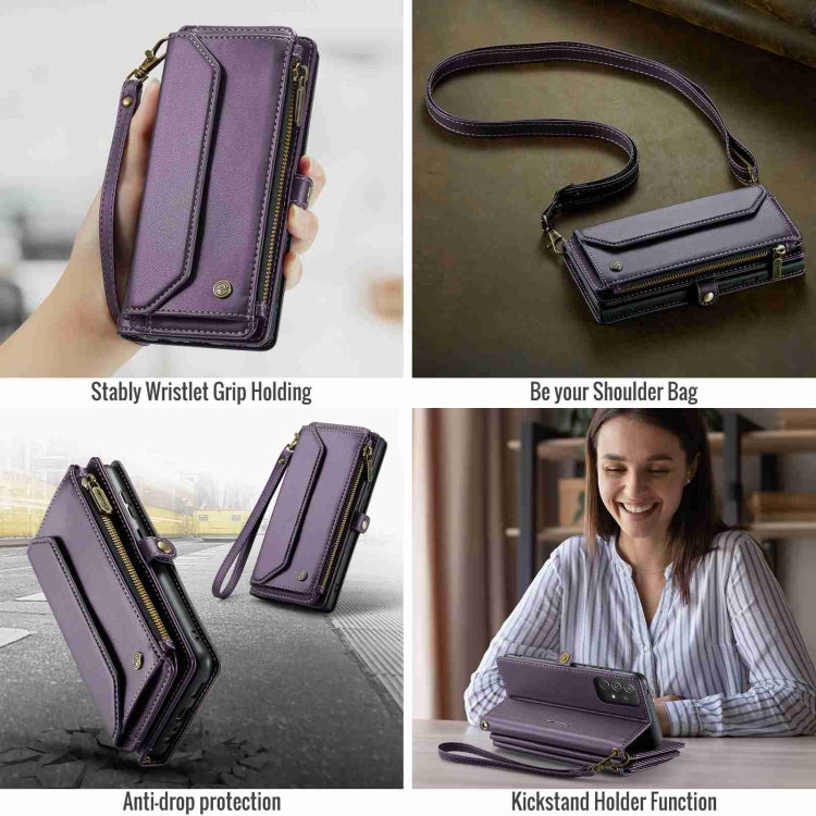 For Samsung Galaxy A72 CaseMe C36 Card Slots Zipper Wallet RFID Anti-theft Leather Phone Case(Purple) - Galaxy Phone Cases by CaseMe | Online Shopping UK | buy2fix