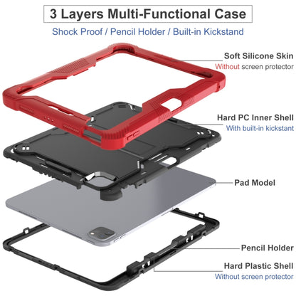 For iPad Pro 11 2024 Shockproof Silicone Hybrid PC Tablet Case with Holder(Black + Red) - iPad Pro 11 2024 Cases by buy2fix | Online Shopping UK | buy2fix