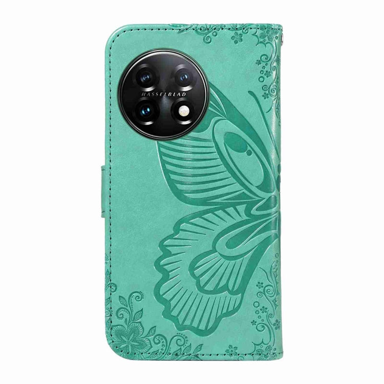 For OnePlus 11 5G Swallowtail Butterfly Embossed Leather Phone Case(Green) - OnePlus Cases by buy2fix | Online Shopping UK | buy2fix