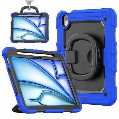 For iPad Air 11 2024 Handle Silicone Hydric PC Tablet Case with Shoulder Strap(Blue) - iPad Air 11 2024 Cases by buy2fix | Online Shopping UK | buy2fix