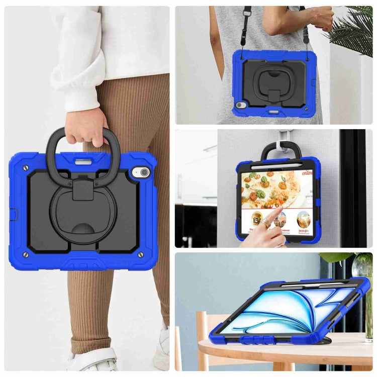 For iPad Air 11 2024 Handle Silicone Hydric PC Tablet Case with Shoulder Strap(Blue) - iPad Air 11 2024 Cases by buy2fix | Online Shopping UK | buy2fix