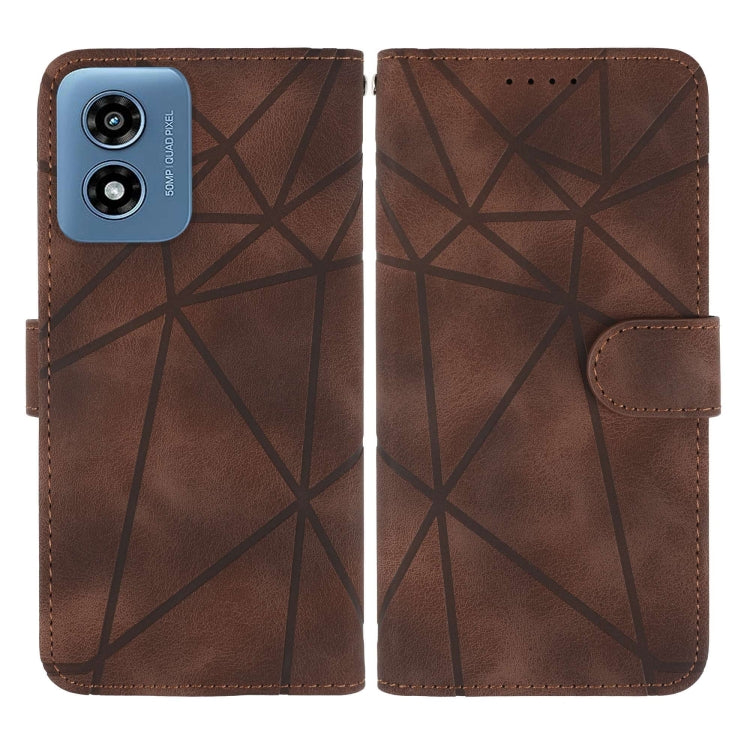 For Motorola Moto G Play 4G 2024 Skin Feel Geometric Lines Leather Phone Case(Brown) - Motorola Cases by buy2fix | Online Shopping UK | buy2fix