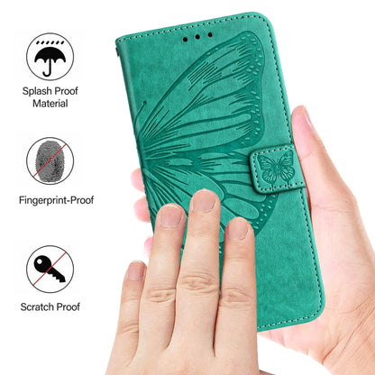 For Blackview Shark 8 Embossed Butterfly Leather Phone Case(Green) - More Brand by buy2fix | Online Shopping UK | buy2fix