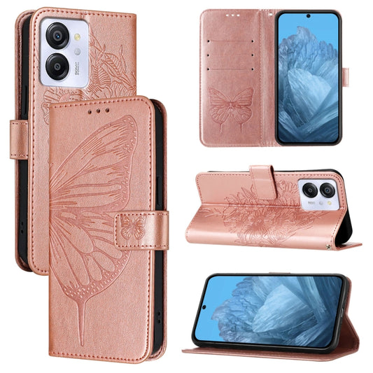 For Blackview Color 8 Embossed Butterfly Leather Phone Case(Rose Gold) - More Brand by buy2fix | Online Shopping UK | buy2fix