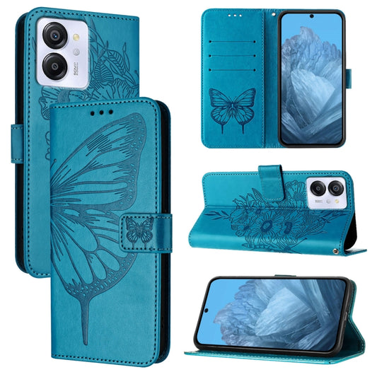 For Blackview Color 8 Embossed Butterfly Leather Phone Case(Blue) - More Brand by buy2fix | Online Shopping UK | buy2fix