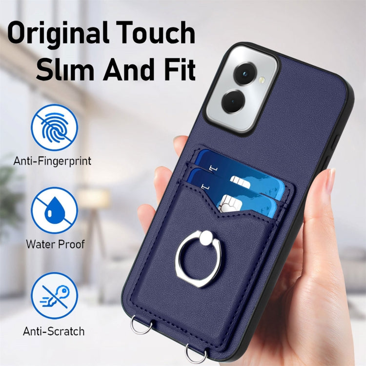 For Motorola Moto G Power 5G 2024 R20 Ring Card Holder Phone Case(Blue) - Motorola Cases by buy2fix | Online Shopping UK | buy2fix