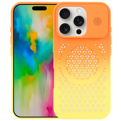 For iPhone 16 Pro Max Gradient Color Honeycomb Aromatherapy MagSafe Phone Case(Orange Yellow) - iPhone 16 Pro Max Cases by buy2fix | Online Shopping UK | buy2fix