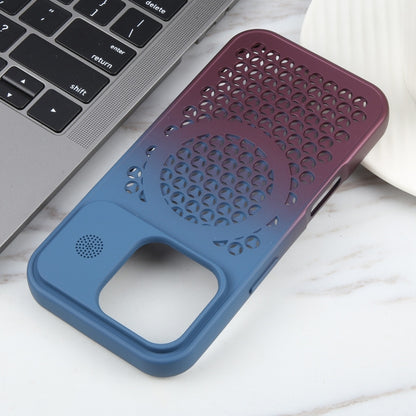 For iPhone 16 Pro Max Gradient Color Honeycomb Aromatherapy MagSafe Phone Case(Blue Red) - iPhone 16 Pro Max Cases by buy2fix | Online Shopping UK | buy2fix