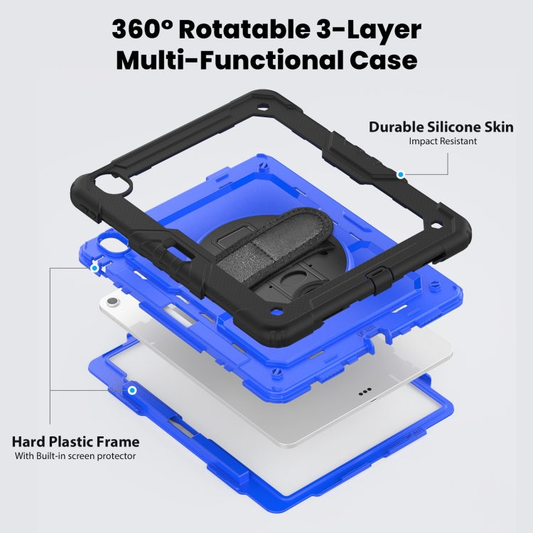 For iPad Air 13 2024 Silicone Hybrid PC Tablet Case with Shoulder Strap(Dark Blue + Black) - iPad Air 13 2024 Cases by buy2fix | Online Shopping UK | buy2fix