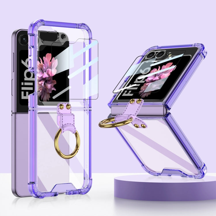 For Samsung Galaxy Z Flip6 GKK Airbag Ring Full Coverage Phone Case with Tempered Film(Purple) - Galaxy Z Flip6 5G Cases by GKK | Online Shopping UK | buy2fix