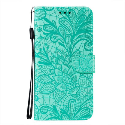 For Google Pixel 9 Pro Lace Flower Embossing Flip Leather Phone Case(Green) - Google Cases by buy2fix | Online Shopping UK | buy2fix