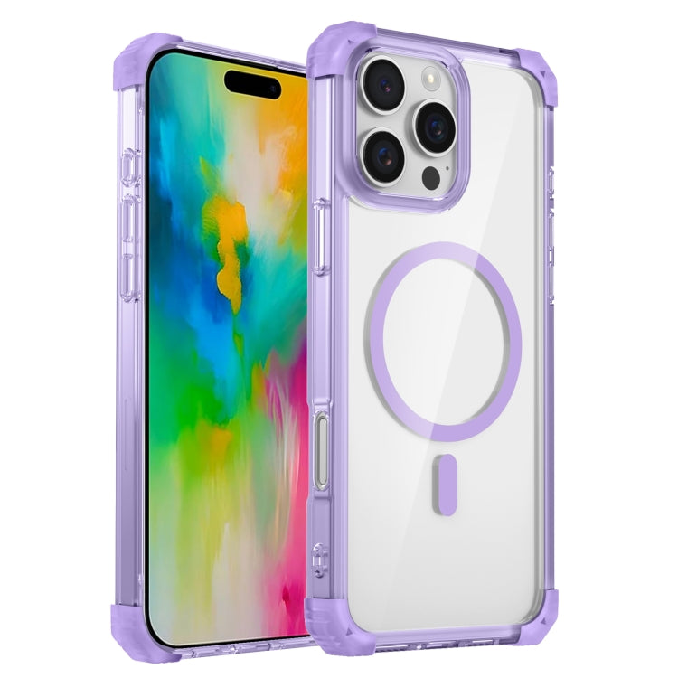 For iPhone 16 Pro Max Transparent MagSafe Magnetic Phone Case(Purple) - iPhone 16 Pro Max Cases by buy2fix | Online Shopping UK | buy2fix