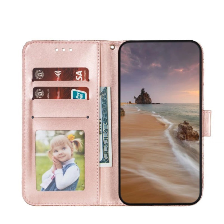 For Motorola Moto G Power 5G 2024 Lace Flower Embossing Flip Leather Phone Case(Rose Gold) - Motorola Cases by buy2fix | Online Shopping UK | buy2fix